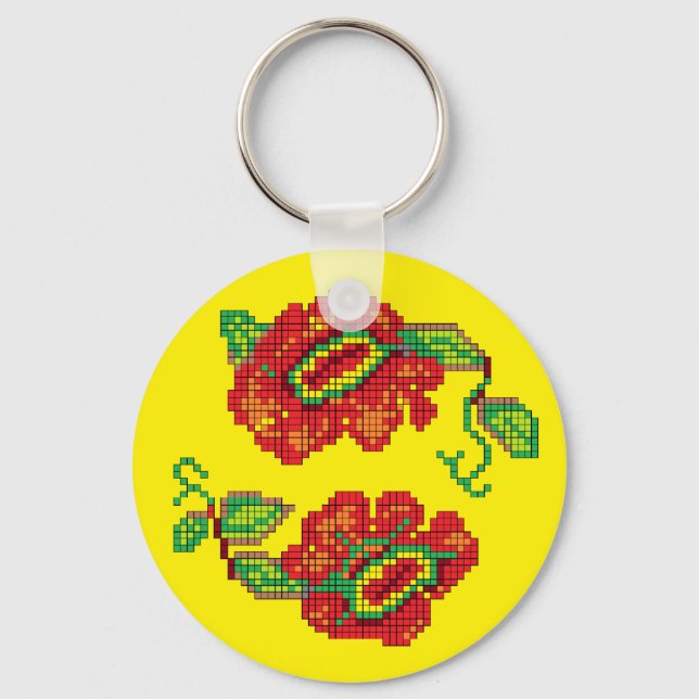 Blommor till min Belle II - Gult Bkg. Nyckelring (Framsida)