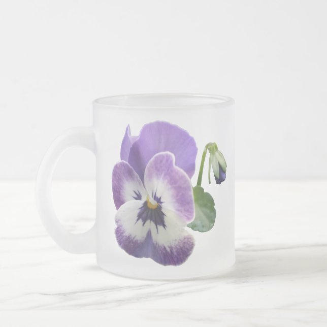 Blommor till mormfrostade glasrutor, kaffe frostad glasmugg (Vänster)