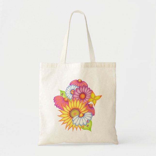 Blommor Tote Bag Tygkasse (Framsidan)