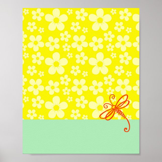 Blommor Touch Of Green Trollslända Konst Poster (Framsidan)