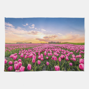 Blommor Tulips South Holland, Nederländerna Kökshandduk