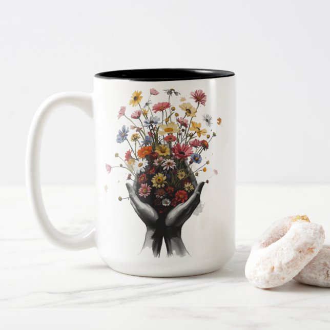 Blommor Två-Tonad Mugg (Med munk)