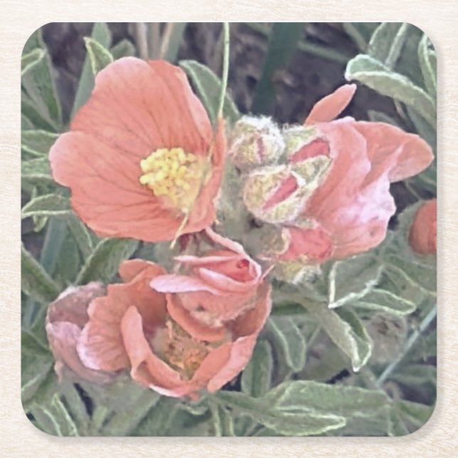 Blommor Underlägg Papper Kvadrat (Framsidan)