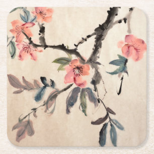Blommor Underlägg Papper Kvadrat