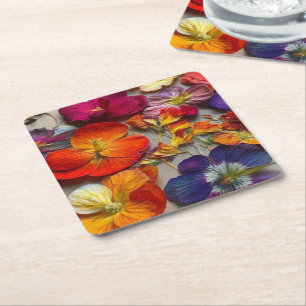 Blommor Underlägg Papper Kvadrat
