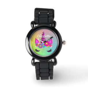 Blommor Unicorn Head Cute Girly Personlig Armbandsur