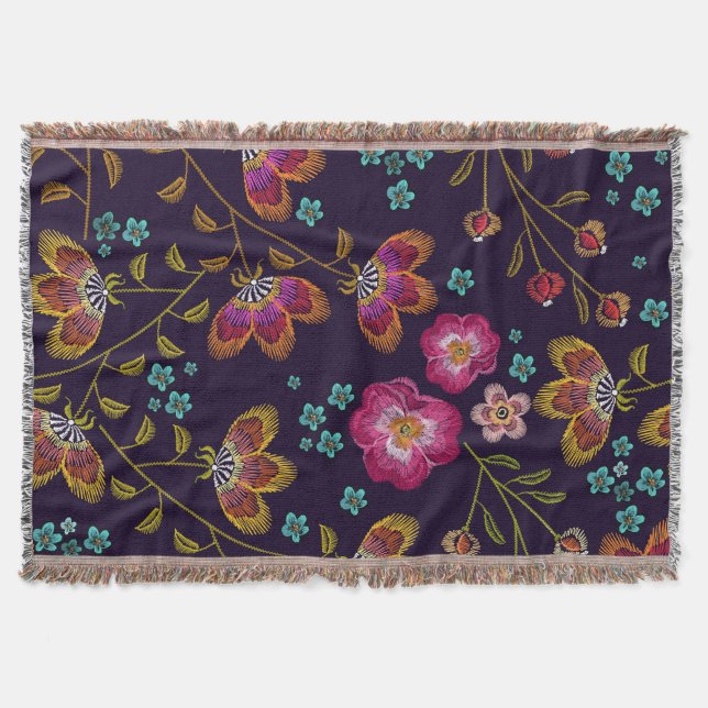 Blommor utan broderier: mode utan sömlös mönster filt (Framsidan)