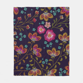 Blommor utan broderier: mode utan sömlös mönster fleecefilt