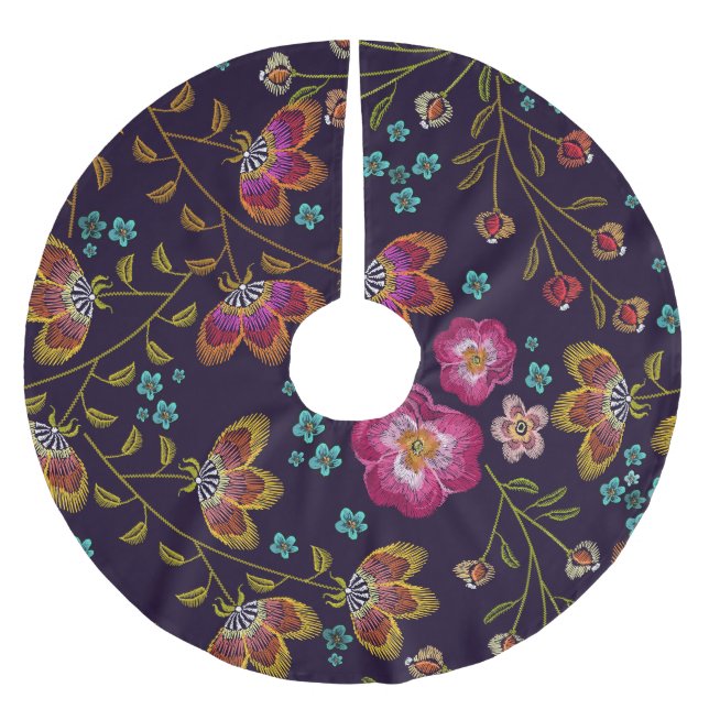 Blommor utan broderier: mode utan sömlös mönster julgransmatta borstad polyester (Framsidan)