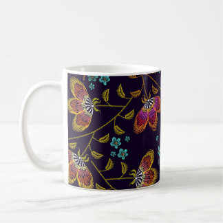Blommor utan broderier: mode utan sömlös mönster kaffemugg