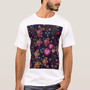 Blommor utan broderier: mode utan sömlös mönster t shirt