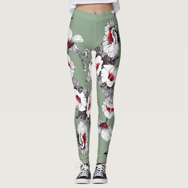 Blommor utan säl: grönt leggings (Framsida)