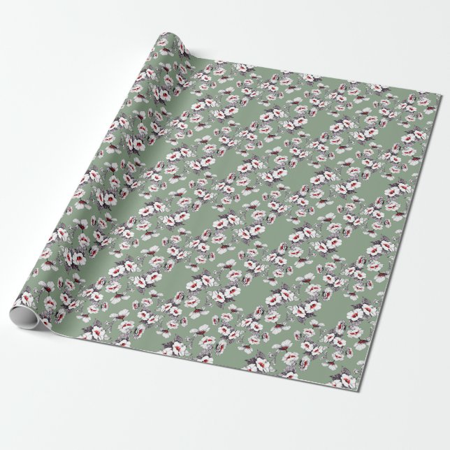 Blommor utan säl: grönt presentpapper (Utrullad)