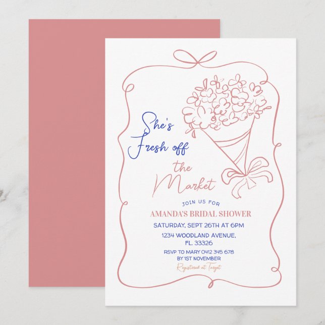 Blommor utanför Möhippan Inbjudningar (Fram/baksida)