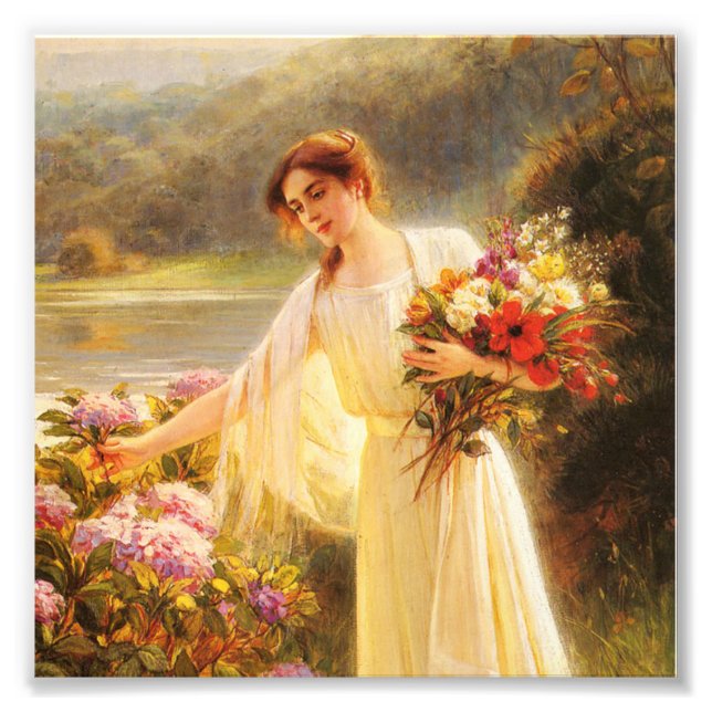 blommor,vackert dam av Albert Lynch Fototryck (Framsidan)