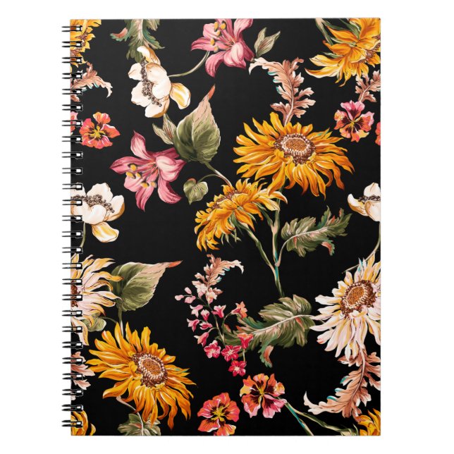 Blommor vackra mönster sömlösa. Fabric struktur Anteckningsbok (Framsidan)