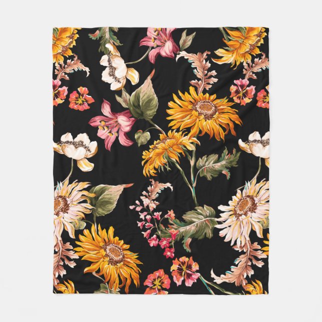 Blommor vackra mönster sömlösa. Fabric struktur Fleecefilt (Framsidan)