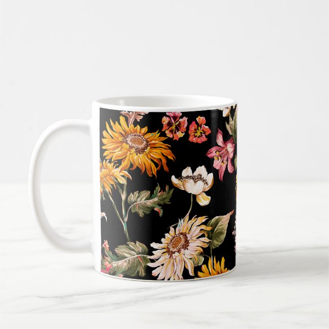Blommor vackra mönster sömlösa. Fabric struktur Kaffemugg (Vänster)