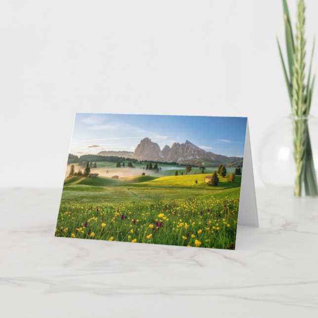 Blommor | Vår Alpe di Siusi Langkofel Kort (Framsida)