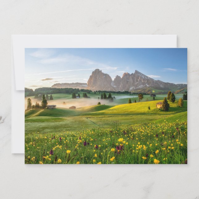 Blommor | Vår Alpe di Siusi Langkofel Tack Kort (Framsida)