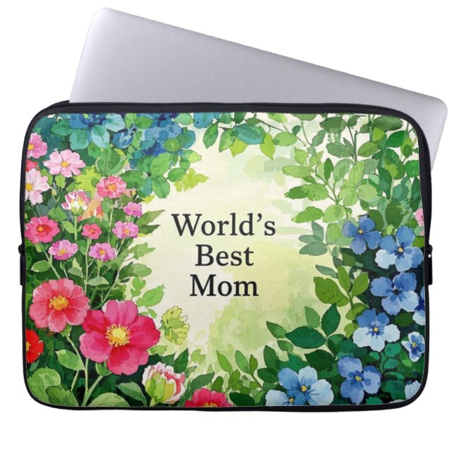 Blommor världens bästa Mamma Laptop Fodral (Framsidan)