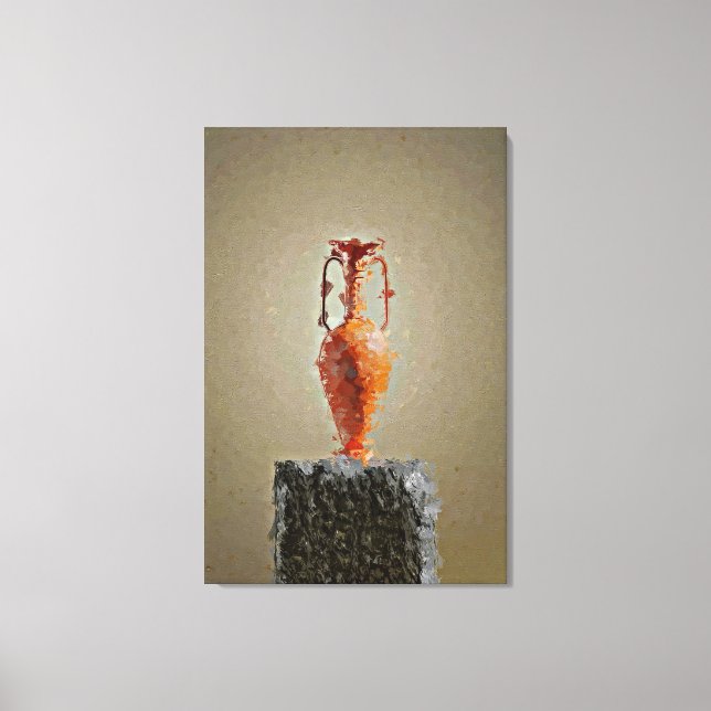 Blommor Vas på Träd-segmentet av rostfritt trä Canvastryck (Framsida)