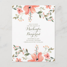 Blommor Vattenfärg Elegant Spara Datum Meddelande Vykort