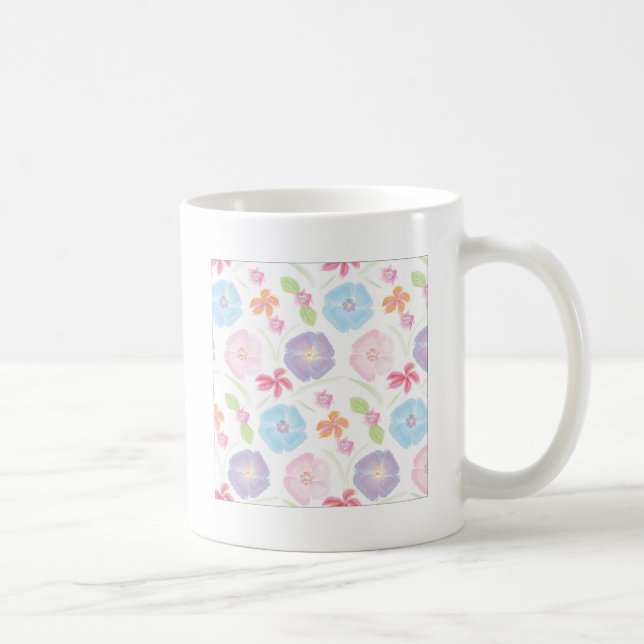 Blommor, vattenfärg, mjuk Rosa Elegant Kaffemugg (Höger)