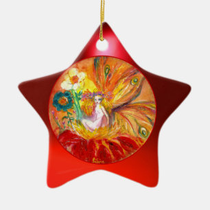 BLOMMOR Vibrant Red Ruby Star Julgransprydnad Keramik