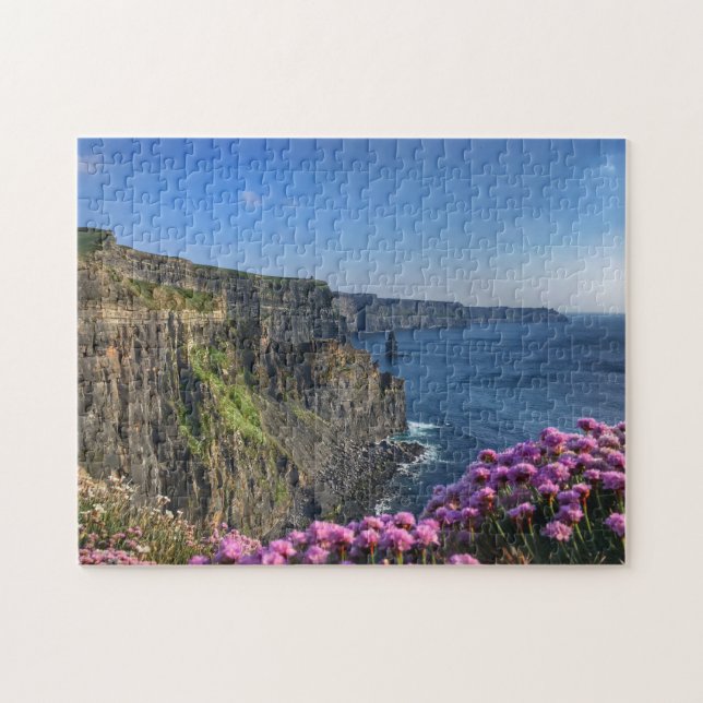 Blommor vid Cliffs of Moher Ireland Puzzle Pussel (Horisontell)