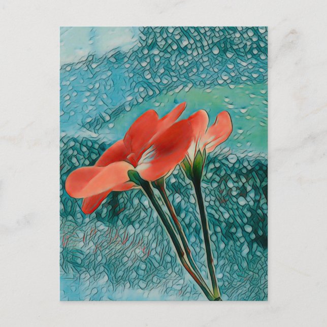 Blommor vid fönster vykort (Framsida)