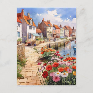 Blommor vid kajsiden vykort