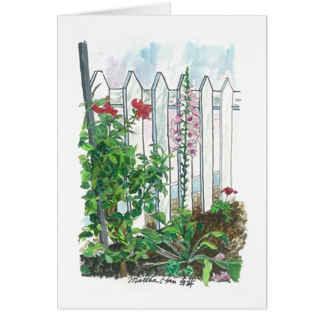 Blommor vid posteringstaket hälsningskort (Framsidan)
