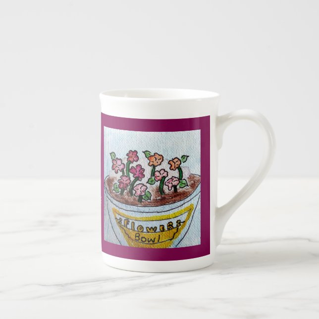 Blommor Vin Benporslin Mugg (Höger)