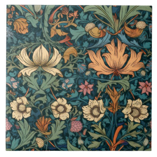Blommor, vintage, art nouveau, William Morris stil Kakelplatta