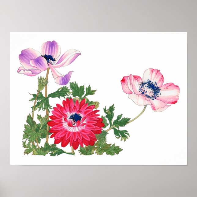 Blommor, vintage japansk konst 16x 12 poster (Framsidan)