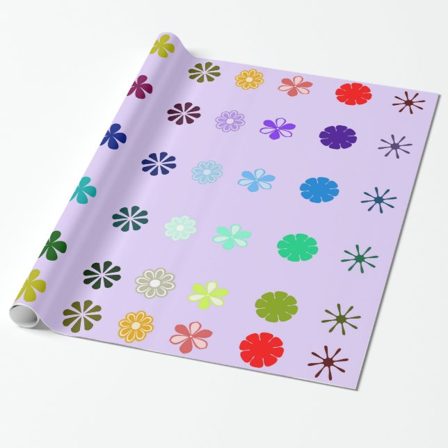 Blommor Violet Wrapping Papper Presentpapper (Utrullad)