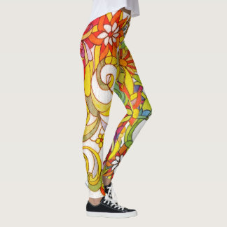 Blommor & virvlar runt damasker av Leslie Clair Leggings
