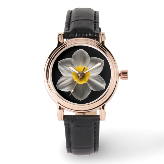 Blommor | Vit avodil Flower Armbandsur (Framsida)