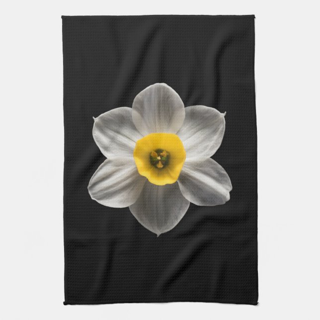 Blommor | Vit avodil Flower Kökshandduk (Vertikal)