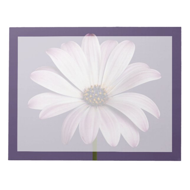 Blommor | Vit och Lila Daisy Anteckningsblock (Framsida)