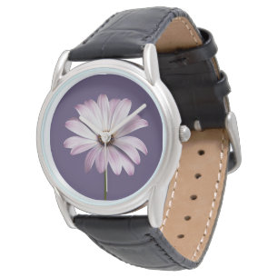 Blommor Vit och Lila Daisy Armbandsur