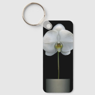Blommor Vit, orchid blomma Nyckelring
