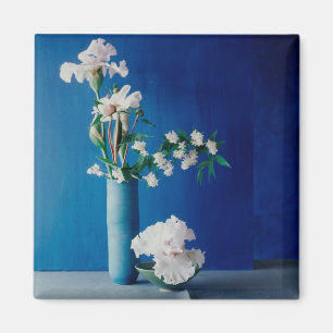 Blommor Vit ris i Vas Magnet