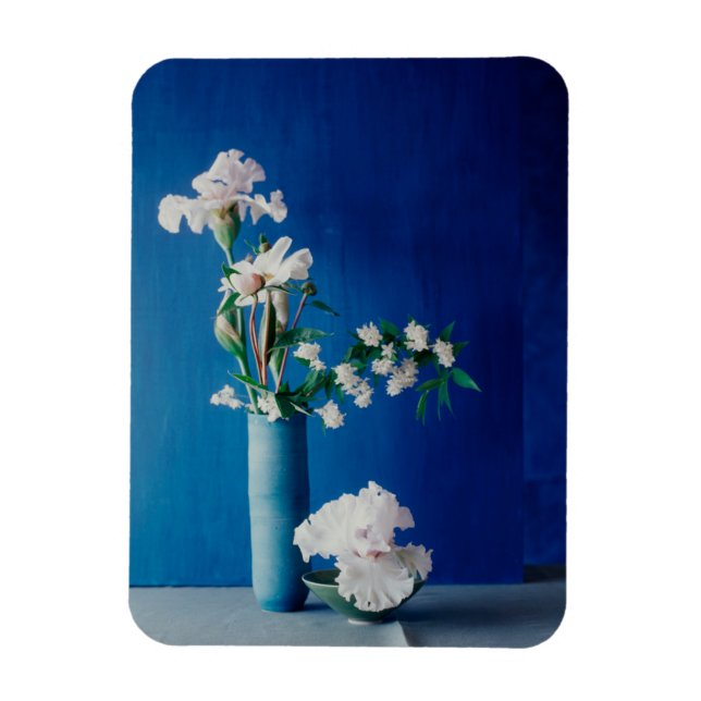 Blommor | Vit ris i Vas Magnet (Vertikal)