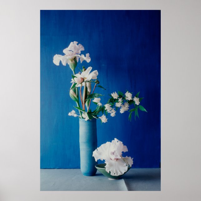 Blommor | Vit ris i Vas Poster (Framsidan)