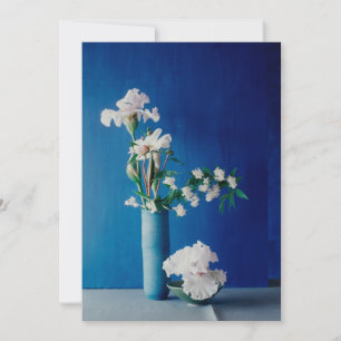 Blommor Vit ris i Vas Tack Kort