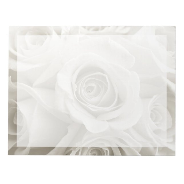 Blommor | VIT ROS Anteckningsblock (Framsida)