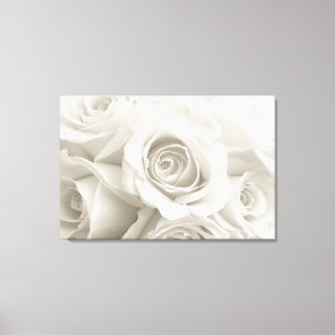 Blommor VIT ROS Canvastryck