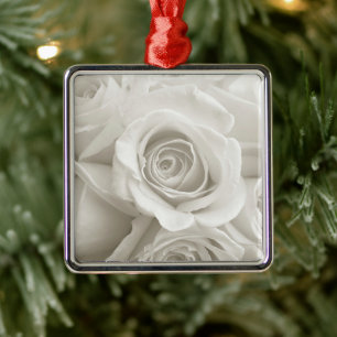 Blommor VIT ROS Julgransprydnad Metall
